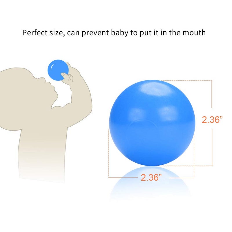 PlayMaty Play Ball Pool Pit Balls - 2.36inches Phthalate&BPA Free Plastic Ocean Transparent Balls for Kids Toddlers and Babys for Playhouse Play Tent Playpen Pool Party Decoration Pack of 70 (Blue) - Image 3